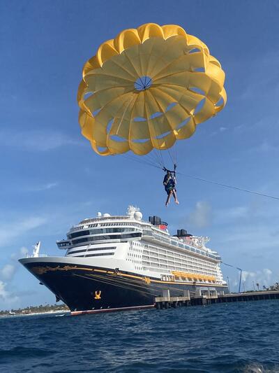 Parasailing at Castaway Cay