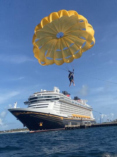 Parasailing at Castaway Cay