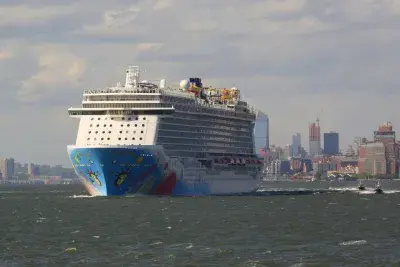 Norwegian Breakaway Cruise Ship leaving New York harbor