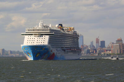 Norwegian Breakaway Cruise Ship leaving New York harbor