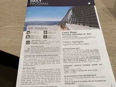 Daily Program Costa Maya
