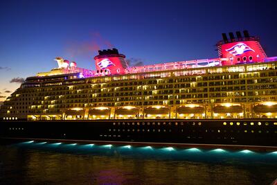 Disney cruise at night