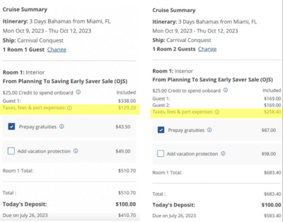 Solo vs double port fees