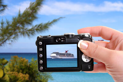 Taking a picture of a Carnival Ship