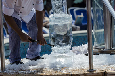 Ice carving on a cruise ship