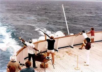 Skeet shooting back of cruise