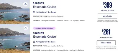 Royal Caribbean NoTS Mock Pricing