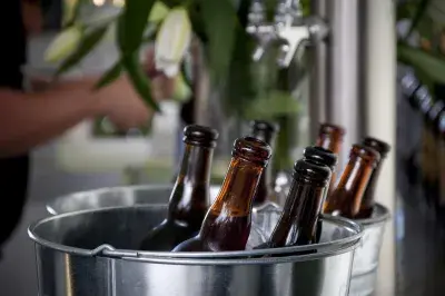 chilled beer bottles