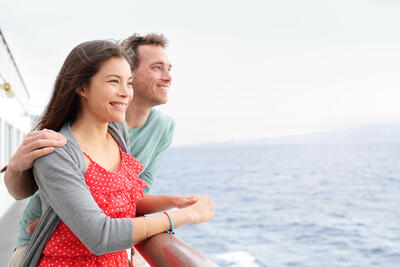 Happy couple on a cruise