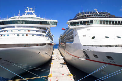 Cruise ships docked next to each other