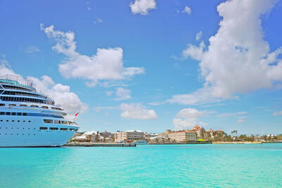 Ship in Bahamas water