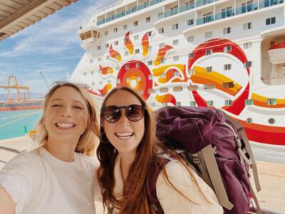 Hayley and Allie ready to sail