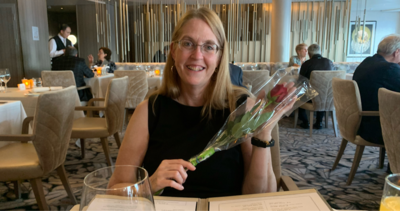 Patty got a rose while dining on Celebrity Edge