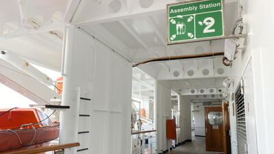 Muster station on a cruise ship
