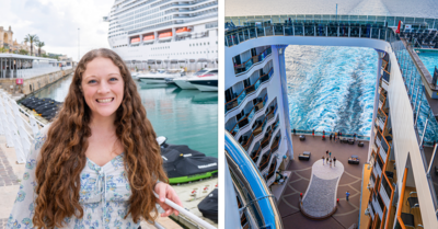 Split image of 2 photos from MSC World Europa cruise