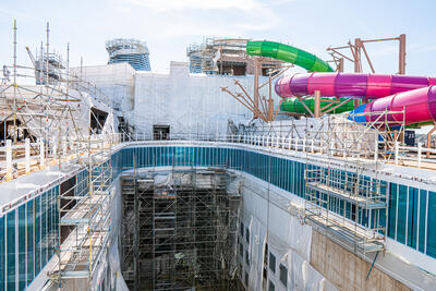 Icon of the Seas top deck under construction