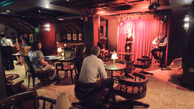 Interior of speakeasy bar