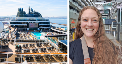 MSC side by side image of ship and writer