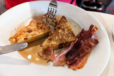 French toast and bacon on a plate