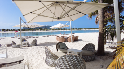 chairs near bar at Ocean Cay