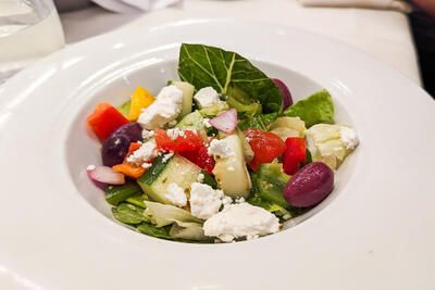 Greek salad MSC Seaside dining room