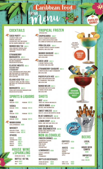 amber cove drink menu