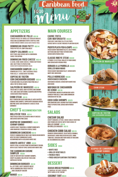 amber cove menu