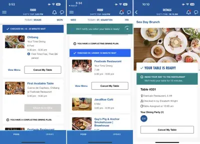carnival dining hub app