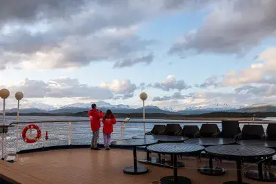 Cruise ship going through South America's Beagle Channel