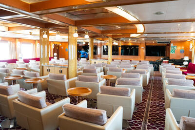 Indoor lounge on Sea Spirit cruise ship