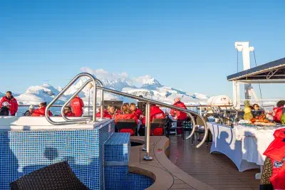 Dining outdoors on Sea Spirit cruise ship