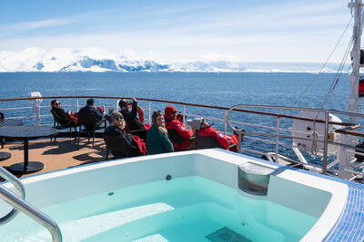 Outdoor deck on Sea Spirit cruise ship