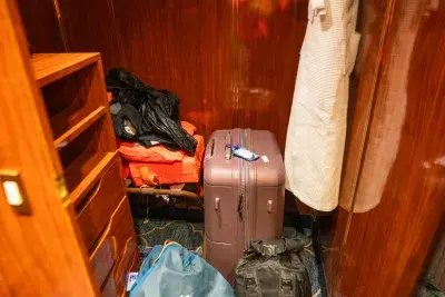 Walk-in closet in cruise cabin on the Sea Spirit