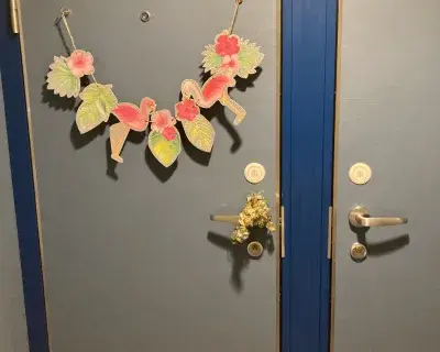 decorations on cabin door