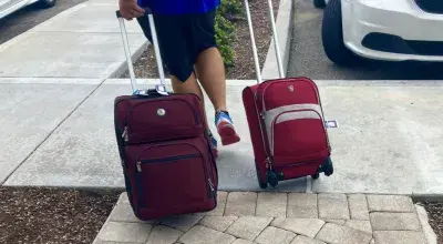 Two suitcases rolled away