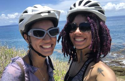 Calista's selfie on biking tour