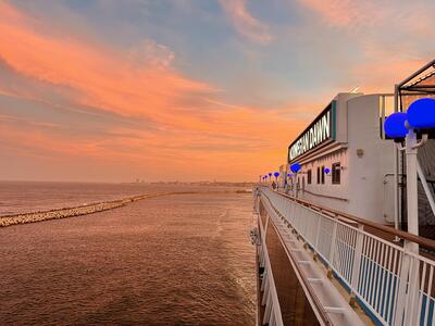 Norwegian Dawn at sunset