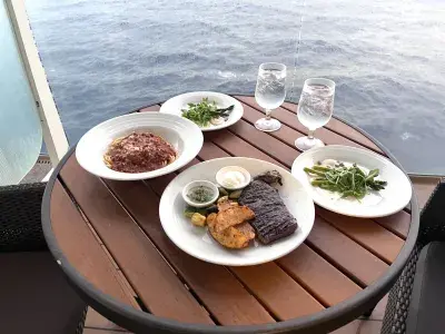 Main Dining Room dinner on the balcony