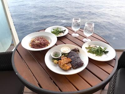 Main Dining Room dinner on the balcony