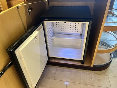 Mini fridge with the door opened