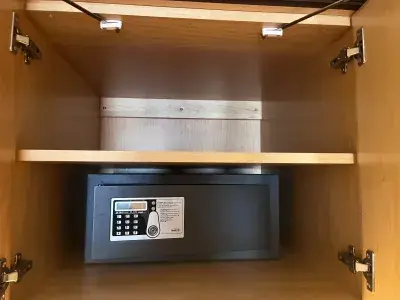 The safe inside the cabin
