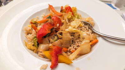 A plate of fried rice on Costa Toscana cruise ship