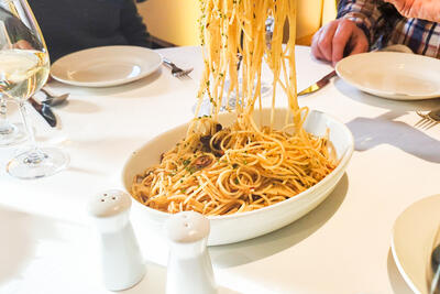 bowl of aglio e olio pasta