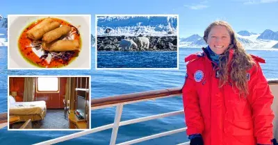 Jenna posing on Sea Spirit cruise ship