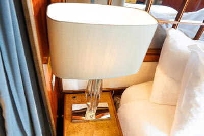 nightstand in cabin on Sea Spirit cruise ship