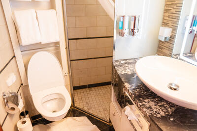 cabin bathroom on Sea Spirit cruise ship