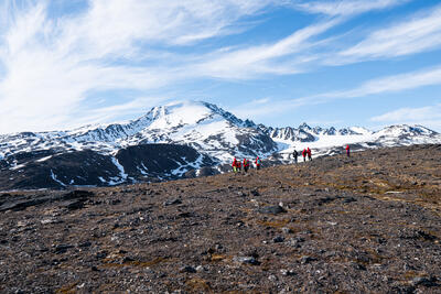 hikers in an Arctic landscape