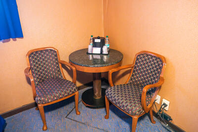 two chairs in cabin on Queen Mary ship