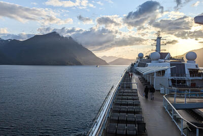 Celebrity Silhouette ship sailing through Norway