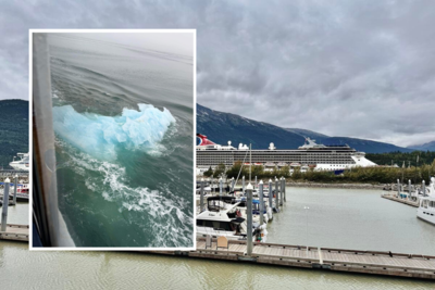 Carnival Spirit docked in Alaska beside a Princess cruise ship